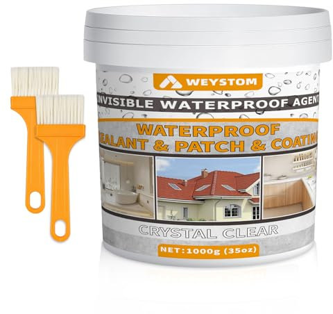 Sellante Impermeable, 1KG Sellador Invisible Impermeable, Impermeabilizante Transparente, Agente Aislante Transparente, Waterproof Anti-Leakage Interior y Exterior Hidrofugante Invisible