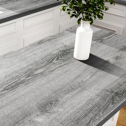 Stickyart Folie Arbeitsplatte Küche Holzoptik Grau Möbelfolie Wasserdicht 30cmX400cm Klebefoliea Küche Holzoptik Selbstklebende Tapete Grau Holz Schrankfolie Küchenfolie Küchentapeten Tischfolie