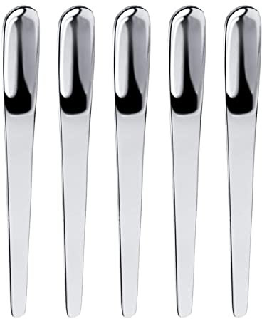 xbiez 5 mini cucharaditas de café con leche de acero inoxidable para mezclar y agitar cucharillas planas de café para postre, duraderas de usar