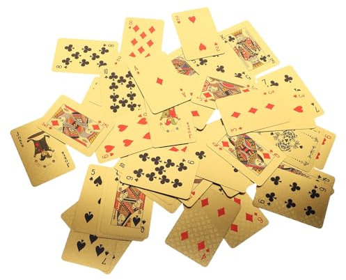 Vaguelly Kleiner Spielkartenspielzeug Für Kinder Kleines Kartenspiel Aus Papier Und Pet in Gold Mit Detailreicher Optik Als Lernspielzeug Für Puppenhaus Und Partys