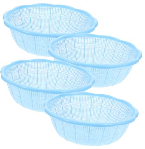 ULTECHNOVO Juego De 4 Palanganas Para Lavar Arroz y Frutas, Colador Multifuncional De Plástico Resistente, Diseño Hueco y Sólido, Apto Para Cocina y Almacenamiento, Color Aleatorio