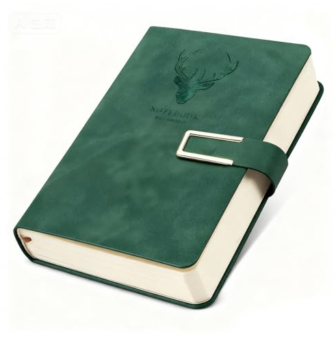 WideSmart A5 linjerad anteckningsbok, anteckningsblock, inbunden läder 360 sidor, tjock raster anteckningsbok med pennhållare för kvinnor män kontor skola arbete dagbok 14,5 x 21 cm