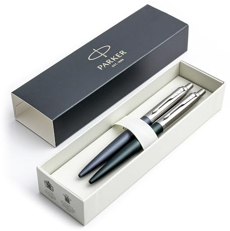 Parker Jotter XL Kugelschreiber-Geschenkset, Greenwich Mattgrün & Primrose Mattblau, CT | mittlere Spitze, blaue Tinte, Geschenkbox