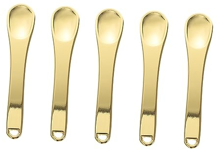 HAMPPLIES Cuillères à Crème Visage En Alliage De Zinc 5 Pièces Mini Format Pour Application Et Massage Du Contour Des Yeux, Cosmétique Visage Voyage Et Maison, Couleur Dorée