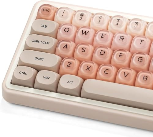 LQXQ 132 PBT-tangenter, profil MOA Jelly Keycap, Foundation | För mekaniska tangentbord Cherry Gateron MX, rosa (endast tangenter)