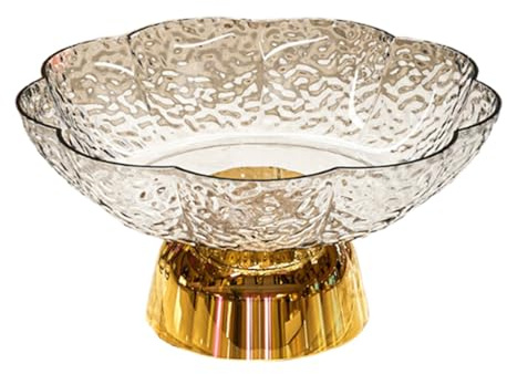 Baoblaze Fruit Bowl Pedestal Bowl Footed Fruits Holder Dining Table Modern Dish Wedding Tray Basket Decorative Snack Dessert Vegetable, Whiite and Gold