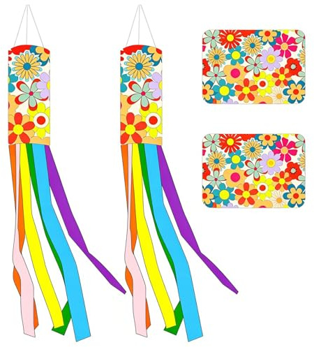 RUGBOL 2 Pcs Wind Sock, Wind Sock Flowers for Flag Pole For Home Outdoor Yard Garden Balcony Porch Patio Tent Caravan Party Festival Celebration Decor