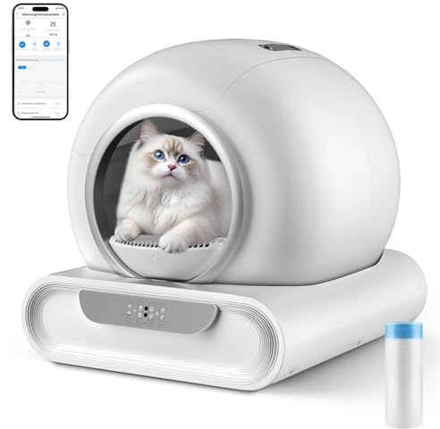 Katzenklo Selbstreinigend Katzentoilette 65L, Groß XXL Automatisches Katzenklo mit Müllsäcken, Niedriger Einstieg mit APP-Steuerung Elektrisches Katzenklo, für 2 Katzen Cat Selbstreinigendes Katzenklo