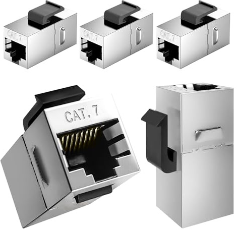 5 Stück Cat7 Keystone RJ45 Modul Buchse Werkzeuglos, 10Gbps AWG 22-24 Cat 7 Kupplung Buchse, Netzwerkkabel Verbinder RJ45 Buchse zu Buchse, für Patchpanel Wandplatten Ethernet, 600MHz EMI/RFI Schutz