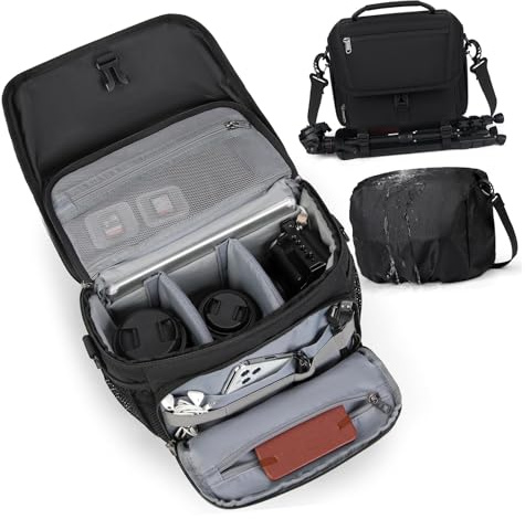 Polyester crossbody kamerafodral stöldskyddsdesign vadderade fack bred kompatibilitet crossbody-väska vattentät DSLR crossbody axelväska