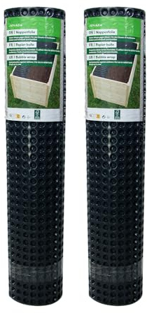 Set di 2 pellicole mgc24, 0,9 x 6,5 m, robusta pellicola per drenaggio per aiuole rialzate per rivestimento interno, con nodi contro umidità, ristagno e decomposizione, resistente alle radici, ai