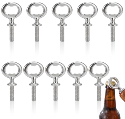 Kufeiper 10 Stück Flaschenöffner Set,Flaschenöffner Rohlinge Metall Gewinde Bieröffner,Einsätze Kits Bierflaschenöffner für Startseite, Kneipe, Outdoor (Silber)