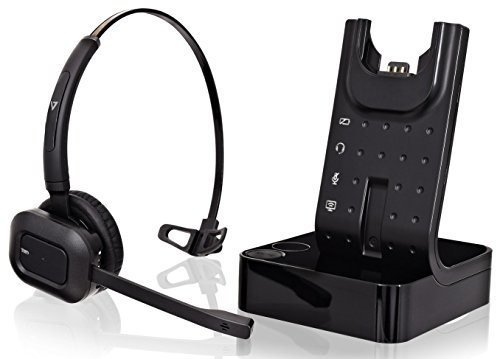 V7 HSW100-1N Wireless Office-DECT-Headset, Noise Cancelling, Mute-Button