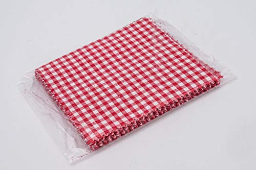 Flaschenbauer- 25x rot-weiß Karierte Textildeckchen mit Creme farbigen Schlaufen zum Befestigen der Deckchen. Dekoration für Einmachgläser und Einweckgläser. EIN Muss für DIY-Projekte und Geschenke.