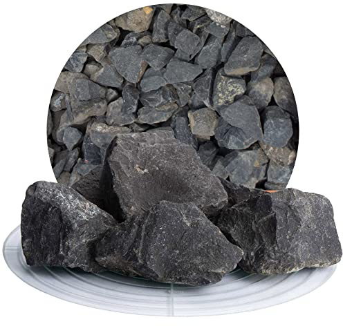 Schicker Mineral Basalt Ziersplitt anthrazit 25 kg, Basaltsplitt aus Deutschland, Basaltbruch farbechter Naturstein, ideal zur Gartengestaltung, Beet, Steingärten, Wege (Basalt Splitt, 60-120 mm)