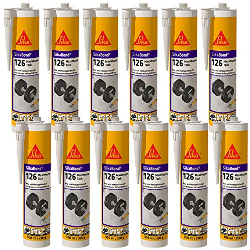 12 x Sikabond Maximum tack 300 ml Konstruktion och monteringslim vitt