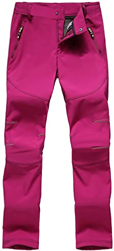 FLYGAGA Pantaloni da Sci Outdoor da Donna Pantaloni Softshell Pantaloni da Trekking Foderati in Pile Caldo Antivento Pantaloni ad Asciugatura Rapida Trekking Pantaloni Funzionali Autunno Inverno