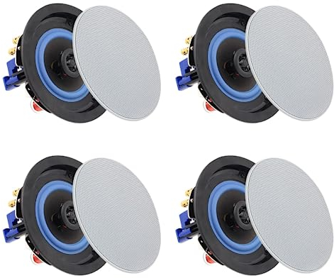 Herdio 4 Zoll Deckenlautsprecher, 160 Watt Kompatibel mit Bluetooth Einbaulautsprecher, Bündige Montage Sound, Geeignet für Innen und Außenbereich, Schlafzimmer, Heimkino, Veranden (4 Lautsprecher)