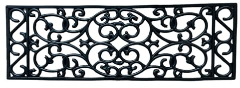Jet-Line® | Stufenmatten außen | Gummi | Scala Ornament Design | Außenbereich | Treppenmatten | Außentreppe | Antirutschmatte | schwarz | mit Winkelkante 75x25 cm Treppenstufen matten antirutsch