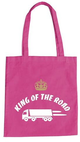King Of The Road Baumwolltasche - LKW Truck Brummie Straße Logistik Spedition Pink