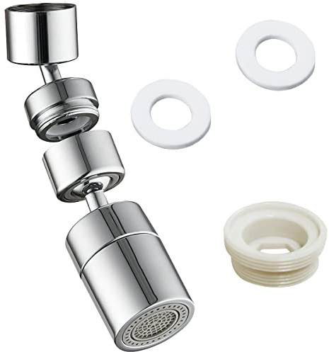 Grifo Filtro Salpicaduras Universal, XiXiran Aireador de Grifo Giratorio 1080, Grifo Antisalpicaduras Adaptador, Ajustable 2 Modos, Espuma Enriquecida Oxígeno, Para Lavabos de Cocina y Baño