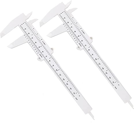 Plastic Vernier Caliper Gauge,2 PCS 150mm 6 Inch Calipers Measuring Tool Vernier Measuring Eyebrow Caliper Micrometer Measurement for Precision Measurements Outside Inside Depth