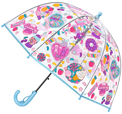 RONIARE Kids Umbrella Clear Bubble Umbrellas for Rain,Safety Dome Windproof Umbrella for Kid Girls and Boys (Candy)