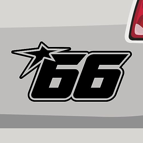 Stickerfreaks Startnummer 66 Aufkleber Größe: 10x5cm (S) | Farbe: 70-schwarz | Racenumber Sticker Kleber Deko Tuning Zahl