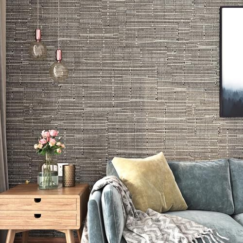 FunStick Selbstklebende Tapete Vintage Möbelfolie Muster Selbstklebend Braun Leinenoptik Mustertapete Wohnzimmer Schlafzimmer Abnehmbare 40cm×6m Klebefolie Möbel Muster Arbeitsplatte Tisch Küche Braun