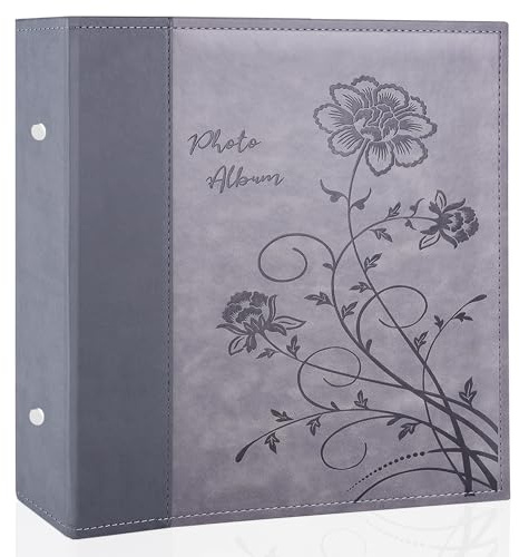 Miaikoe Fotoalbum 10x15 1000 Fotos Slip in, Extra große Kapazität Leder Cover Bilderalben hält 1000 horizontale und vertikale 10x15cm Landschaft Fotos für Hochzeit Familie (Grau)