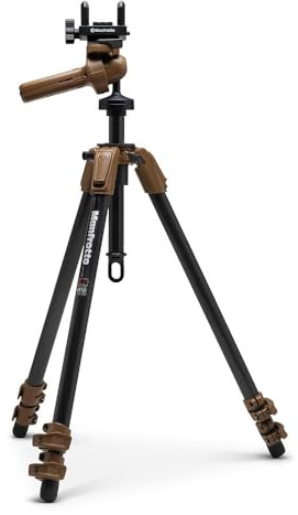 Manfrotto ALPHA S.H.O.T. Grip PRO Kit, Trípode Fibra de Carbono,Cabeza de Agarre 360 Grados, Silla Universal para Rifles,Óptica,Visores,Placa 200PL,Tiro Deportivo,Observación,Actividades al Aire Libre