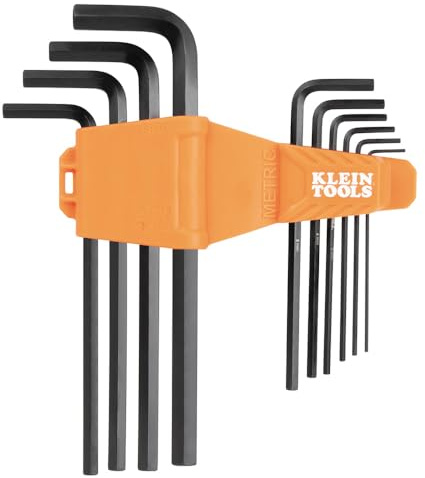 KLEIN TOOLS LS10M 10-Key Metric Hex Key Caddy Set, Long Reach Keys, Sizes 1.5 to 10mm, Heat-Treated, Black Phosphate