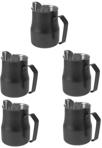 Uonlytech 5pièces Gobelet à Mousse De Lait Acier Pichet De Pour Café Pour Latte Art Et Création De Boissons Chaleureuses Avec Précision