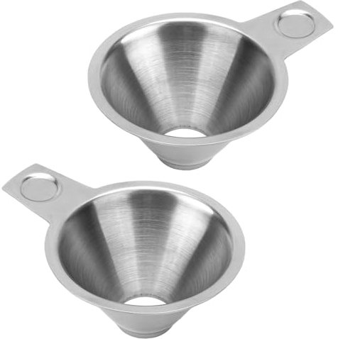 Gosknor Embudos de Cocina, 2 Piezas, Acero Inoxidable, Plata, 22 ml, 4 cm de Alto, 7.2 cm de Diámetro Superior, para Especias, Condimentos, Líquidos, Aceites
