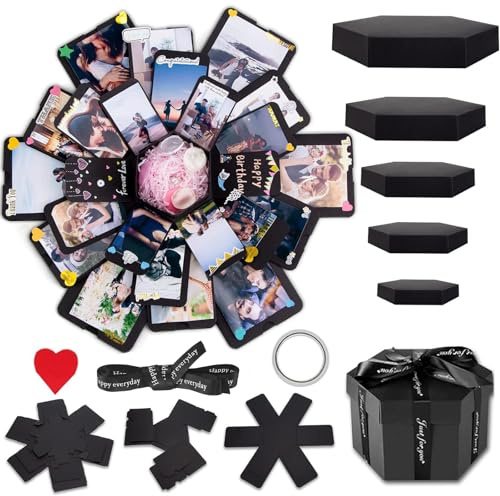 Explosion Box, scatola regalo esplosiva con 6 facce, scatola per foto fai da te, album regalo pieghevole, album commemorativo fatto a mano, per matrimoni, compleanni, San Valentino, anniversari, feste