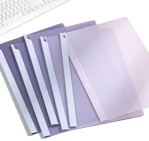 LIMEQKI Rilegatura Fogli A4, Copertine per Rilegatura Con LEVA Girevole, Plastica Foglio Di Prova A4 a Fogli Mobili Più Cartellina, 5 Fogli Viola Sfumato