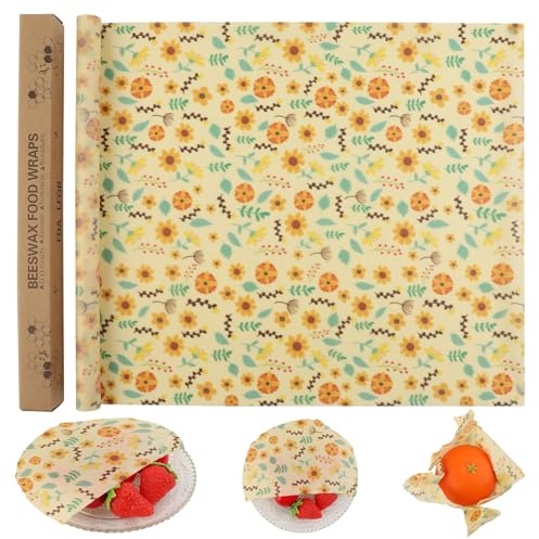 GmeDhc 1 rulle av återanvändbart bivaxinnehåll, 33 x 100 cm Bivaxinnehåll för smörgåsar, frukt, grönsaker, bröd, ost