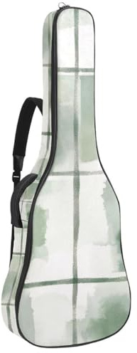 Gitarrentasche, gepolstert, für Akustikgitarre, Rucksack mit verstellbaren Schultergurttaschen, Aquarellgrün, Mehrfarbig 02, 42.9x16.9x4.7 in, Lässiger Tagesrucksack