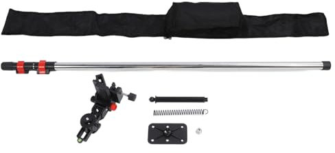 Kuuleyn Telescoping Pole with Fine Tuning Mount Stainless Steel Heavy Duty Extension Support Rod for Rotating and Line Level Applications Contractors Engineers Surveyors