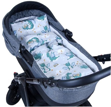 Babylux 2 TLG. Set Bezug für Kinderwagen Stubenwagen oder Wiege Garnitur Bettwäsche Kissen Decke 60 x 78 cm (130. Dino)