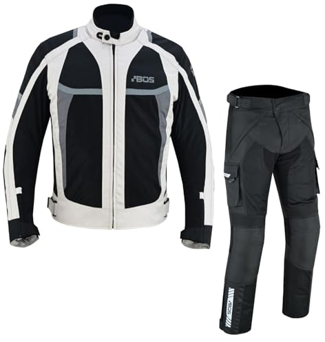 BOSmoto Atmungsaktive Motorradkombi Textil 2-teiler Motorradanzug mit Protektoren,Herren Motorrad Textil kombi,Motorrad Sommer Textil kombi,Motorrad Jacke und Hose