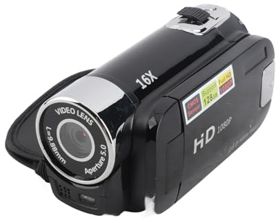 Lazmin112 Video Camera, Camcorder 2.4 Pulgadas Pantalla de Color 600mAh 16x Zoom Digital 1080p para Registro de Crecimiento (Black)