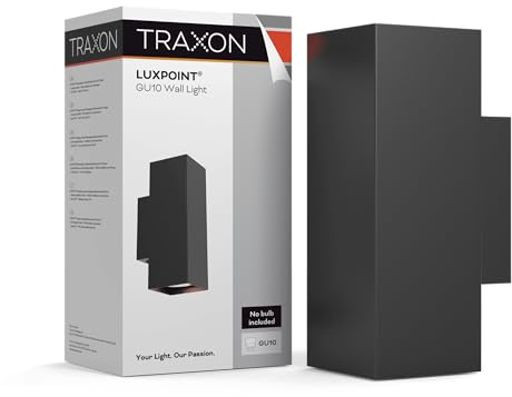 TRAXON LUXPOINT Aplique de Pared Rectangular - Wall Light para Bombilla GU10 (No Incluida) Luz Bidireccional Arriba y Abajo IP20 Interior 220V Diseño Moderno (Negro, Rectangular Doble)