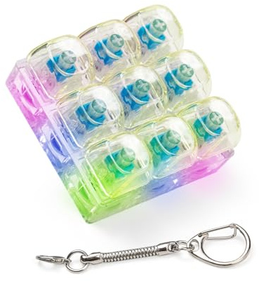 Keyboard Fidget Toy - Fidget Keychain with Led Light Button Yellow Keyboard Clicker Fidget Toy for Adults Stress Relief Keyboard Fidget Clicker