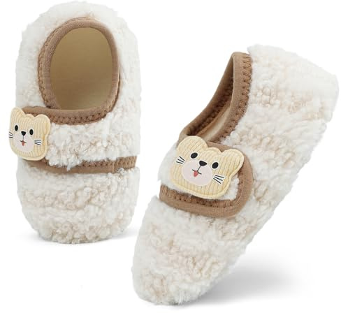 MK MATT KEELY Baby Boys Girls Winter Shoes Toddlers Cosy House Slippers Baby Warm Barefoot Shoes with Soft Anti-Slip Sole,Beige,12-18 Months