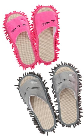 Beavorty 2 paires Pantoufles de Nettoyage Lavables Balai à Poussière Semelle Amovible pour Sols Chaussures Balayage pour Maison et Bureau
