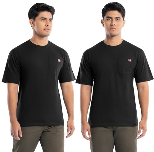 Wrangler Workwear Men's Short Sleeve Pocket T-Shirt, 2-Pack, Jet Black, XX-Large