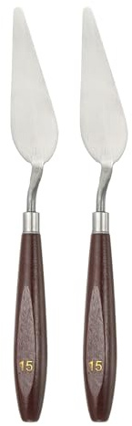 QUARKZMAN 2pcs Couteau À Spatule Outil De Peinture 3.27 x 1.06 Rouge/Argent | Spatule En Acier Inox, Couteaux À Spatule Grattoirs Outils Avec Manche En Hêtre Pour Mélanger Étaler Acrylique