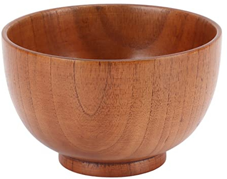 Tomotato Bol en bois d'acacia, bol de style japonais fait à la main, vaisselle ronde en bois polyvalente pour salade, nouilles ramen, soupe, service de nourriture
