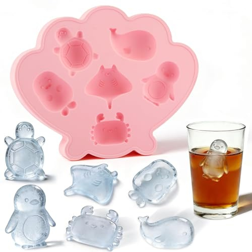 Frundoo Eiswürfelform Silikon 3D, Leicht lösbare Silikonform für Pralinen mit Meeresmotiven, Schokolade, Gelee, Flexible Tier Eiswürfelform für Drinks, Einfache Freigabe